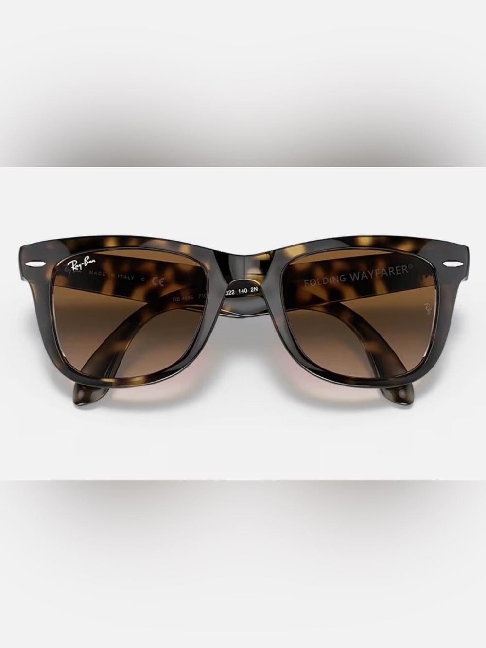 Ray-Ban Folding Wayfarer Tortoise Frame with Brown Gradient Lenses